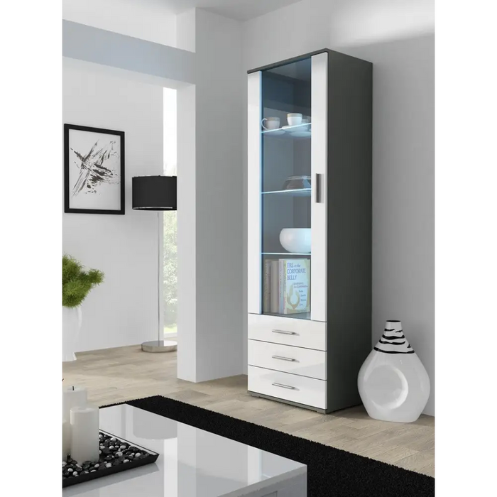 SOHO 7 set (RTV140 cabinet + S1 cabinet + shelves) Grey / White glossy - Modern wall unitsMES-NOW<<<Wall