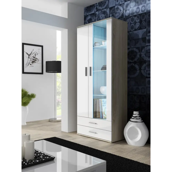 SOHO 8 set (RTV180 cabinet + S6 + shelves) Sonoma oak / White gloss - Modern wall unitsMES-NOW<<<Wall