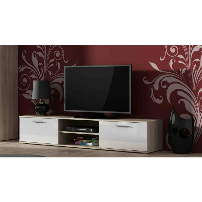 SOHO 8 set (RTV180 cabinet + S6 + shelves) Sonoma oak / White gloss - Modern wall unitsMES-NOW<<<Wall