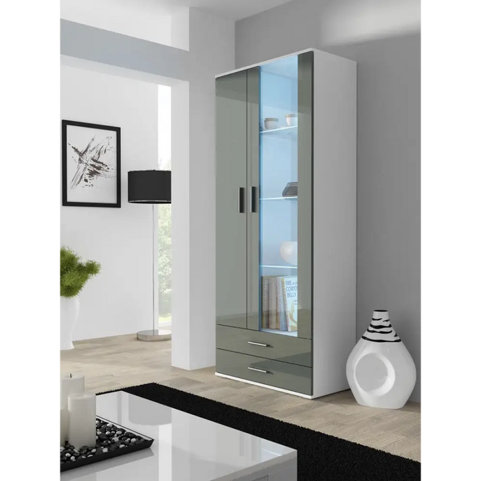SOHO 8 set (RTV180 cabinet + S6 + shelves) White / Gloss grey - Modern wall unitsMES-NOW<<<Wall UnitsMES<<<ActionPL