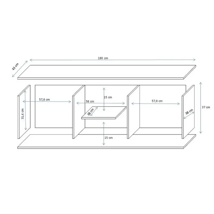 SOHO 8 set (RTV180 cabinet + S6 + shelves) White / Gloss grey - Modern wall unitsMES-NOW<<<Wall UnitsMES<<<ActionPL