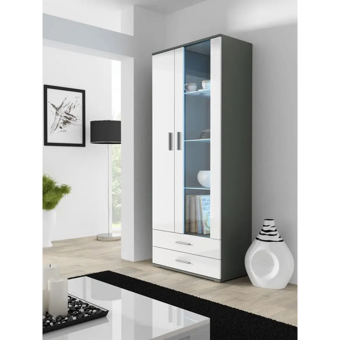 SOHO 8 set (TV180 cabinet + S6 + shelves) Grey / White glossy - Modern wall unitsMES-NOW<<<Wall UnitsMES<<<ActionPL
