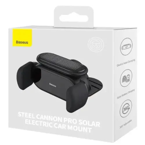 Solar Electric Car Phone Holder Baseus Steel Cannon Pro (Black) - Phone holders<<<Car accessories<<<InnproXML&&&Car