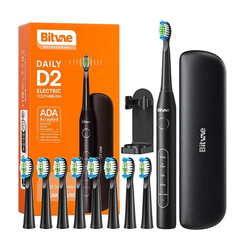 Sonic toothbrush with tips set and travel case D2 (black) - Sonic toothbrushes<<<Sonic toothbrushes<<<Health