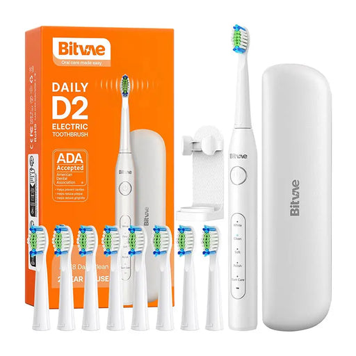 Sonic toothbrush with tips set and travel case D2 (white) - Sonic toothbrushes<<<Sonic toothbrushes<<<Health