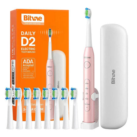Sonic toothbrush with tips set holder and case D2 (pink) - Sonic toothbrushes<<<Sonic toothbrushes<<<Health