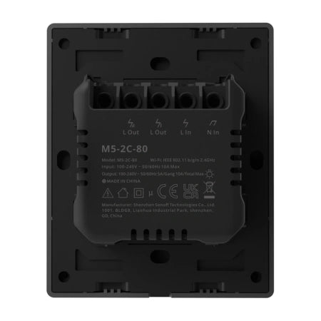 Smart WiFi wall switch SONOFF M5-2C-80 (2-channel, for frame, graphite)