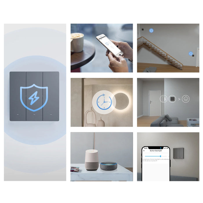 SONOFF M5-3C-80 Smart WiFi Wall Switch (3-channel, flush-mount, graphite)
