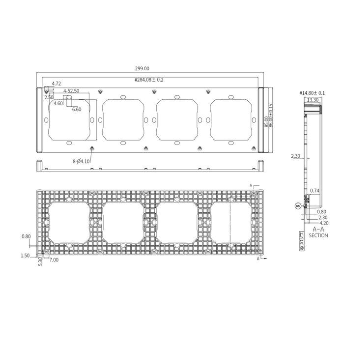 Frame for switch M5 80 quadruple 4-fold SONOFF M5-4C-80-F (graphite/black)