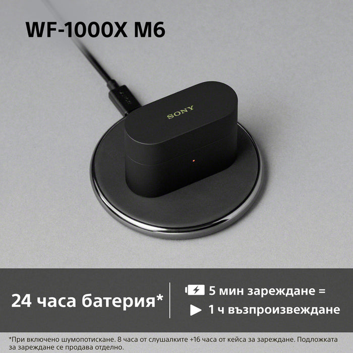 True wireless headphones SONY WF1000XM6B WITH ANC WIRELESS CONNECTION, BLACK