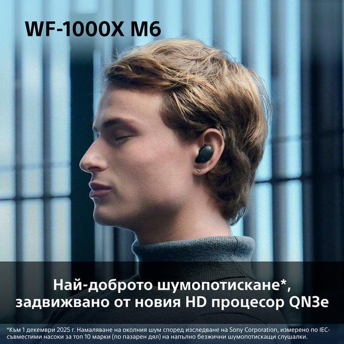 True wireless headphones SONY WF1000XM6B WITH ANC WIRELESS CONNECTION, BLACK