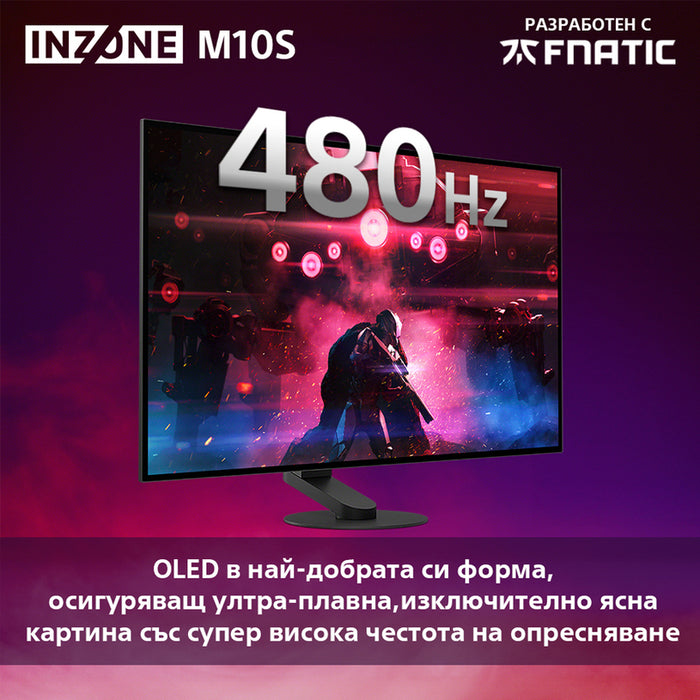 Monitor SONY INZONE M10S SDM-27Q10SB 0.233 mm, 178°/178°, OLED, 26.5 ", 67.3 cm, 2560x1440, 480.00 Hz, HDMI, DisplayPort, BLACK