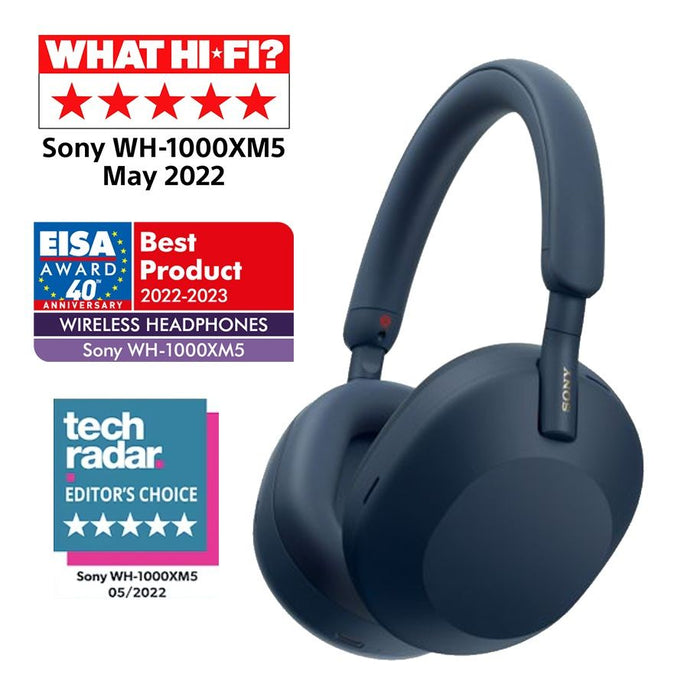 Sony WH-1000XM5 Bluetooth Wireless Over-Ear Headphones, BT 5.0, TWS, Noise Cancelling, Blue EU