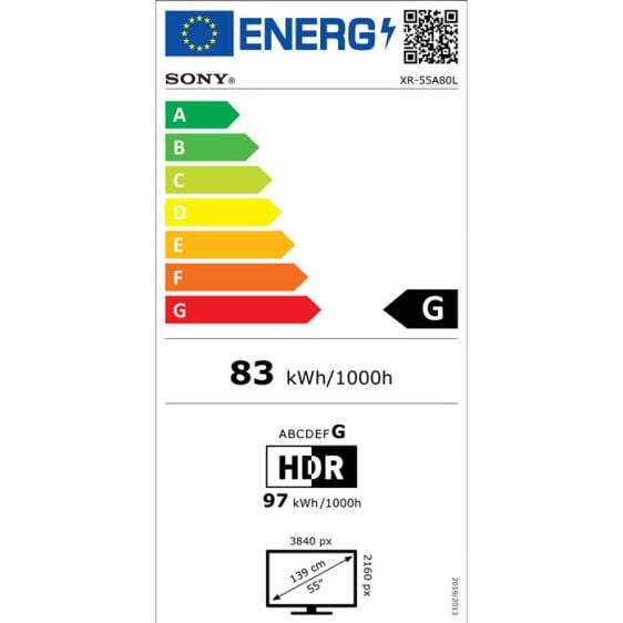 TV SONY Bravia XR OLED XR55A80L, 55"(139 cm), Class A80L, 4K Ultra HD, HDR, Google TV, (2023)