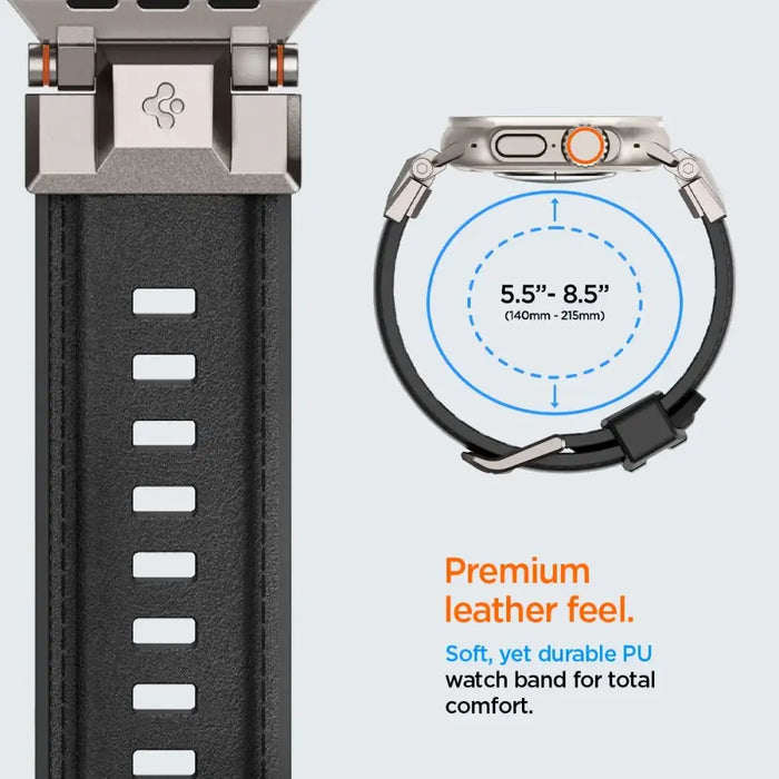 Spigen Durapro Armor PU Strap for Apple Watch 4/5/6/7/8/9/SE/Ultra 1/2 (42 / 44 / 45 / 49 mm) - Black - Other cell