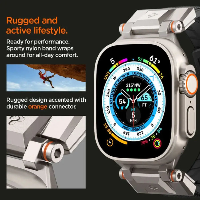 Spigen Durapro Armor Strap for Apple Watch 4/5/6/7/8/9/SE/ Ultra (42/44/45/49 mm) - Black - Cell phone cases