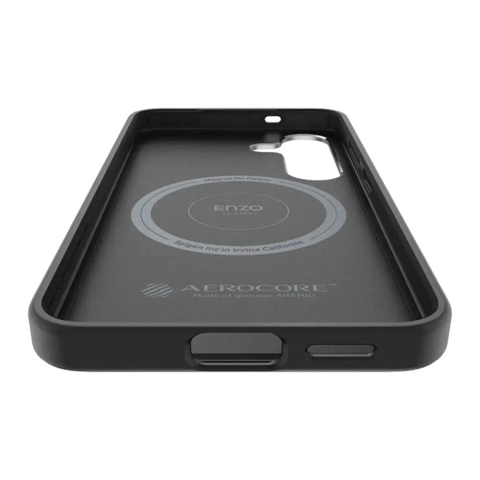 Spigen Enzo Aramid GP-FPS936PGABW Silicone Case with Built-in MagFit Ring for Samsung Galaxy S25+ - Black - Cell phone