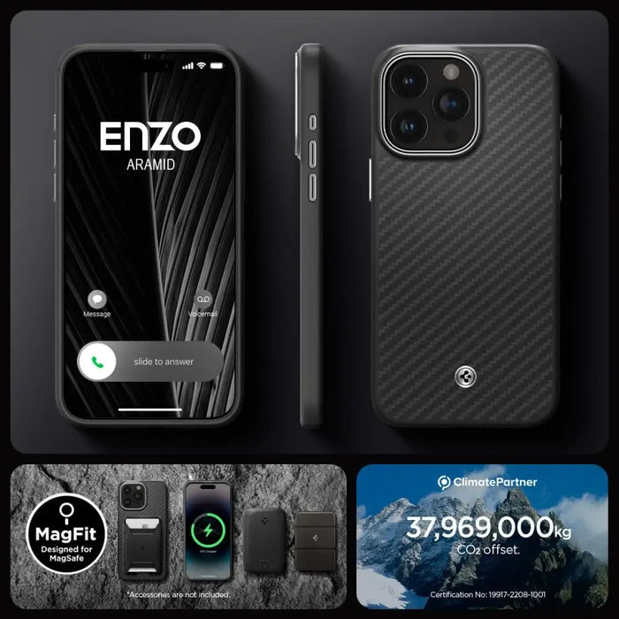 Spigen Enzo Aramid Mag Case with MagSafe for iPhone 15 Pro - Matte Black - Cell phone cases