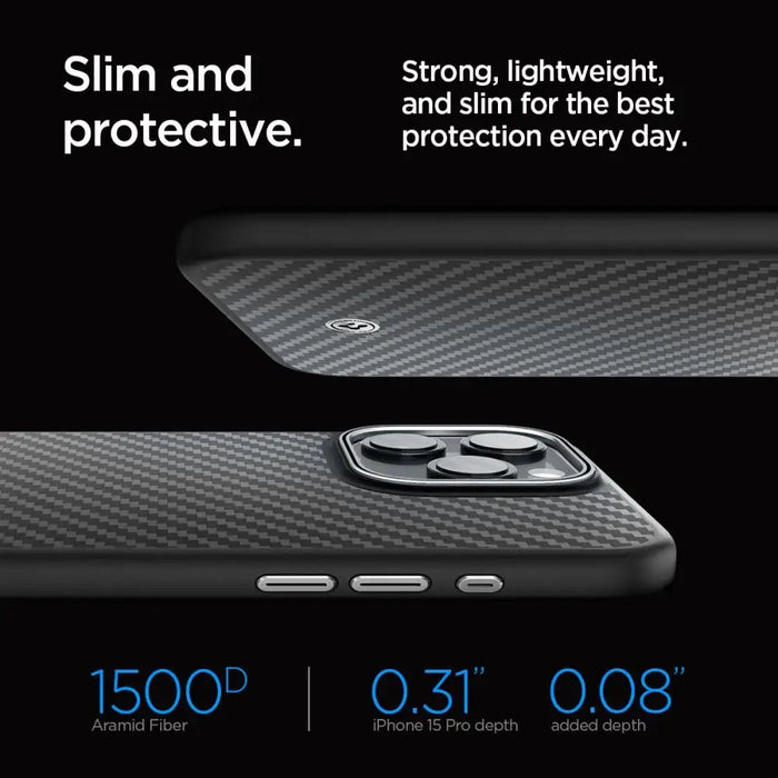 Spigen Enzo Aramid Mag Case with MagSafe for iPhone 15 Pro - Matte Black - Cell phone cases