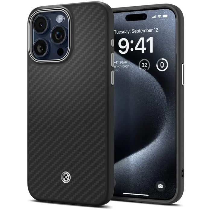 Spigen Enzo Aramid Mag Case with MagSafe for iPhone 15 Pro Max - Matte Black - Cell phone cases and covers<<<HurtelXML