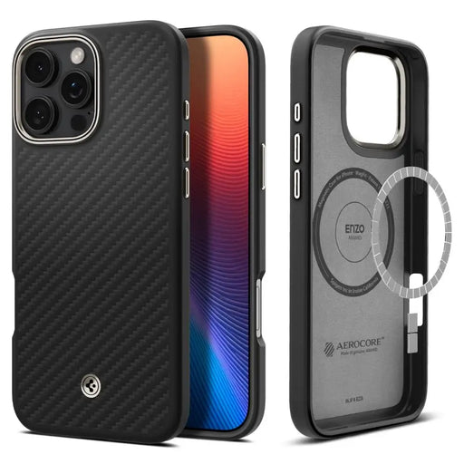 Spigen Enzo Aramid Mag Case with MagSafe for iPhone 16 Pro - Matte Black - Cell phone cases and covers<<<HurtelXML