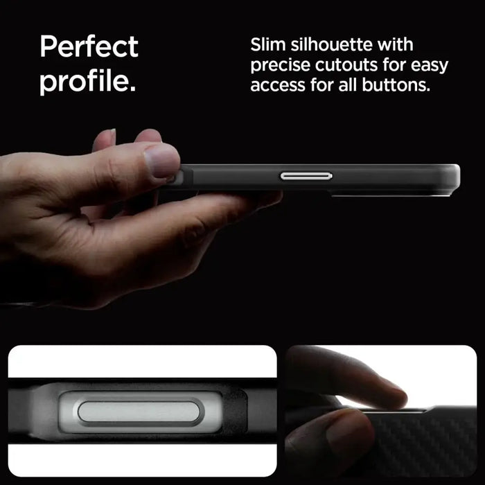 Spigen Enzo Aramid Mag Case with MagSafe for iPhone 16 Pro Max - Black and Silver - Cell phone cases