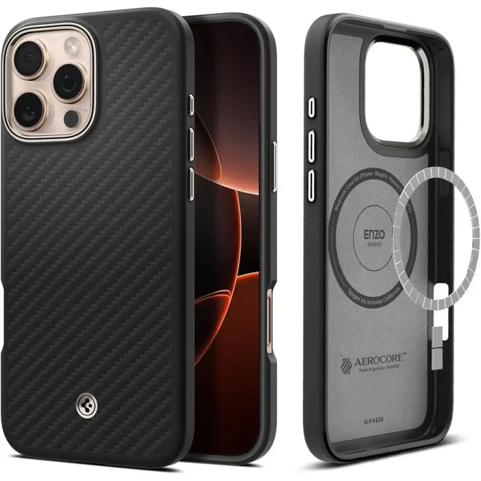 Spigen Enzo Aramid Mag Case with MagSafe for iPhone 16 Pro Max - Matte Black - Cell phone cases and covers<<<HurtelXML