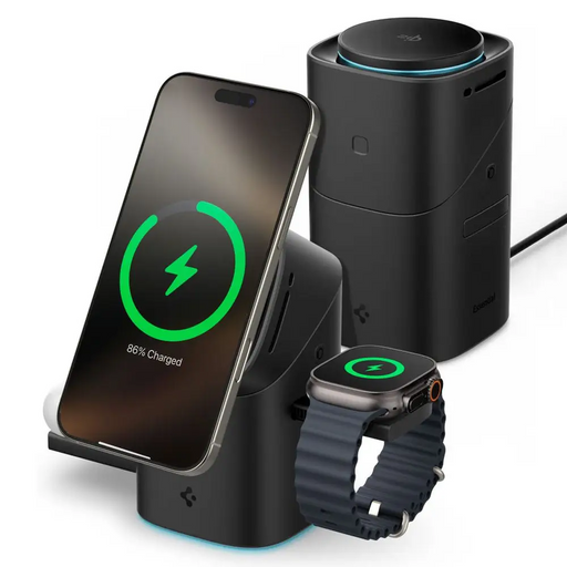 Spigen Essential EF223MS 3-in-1 QI2 Wireless Charger - Black - Cell phone USB charger<<<HurtelXML