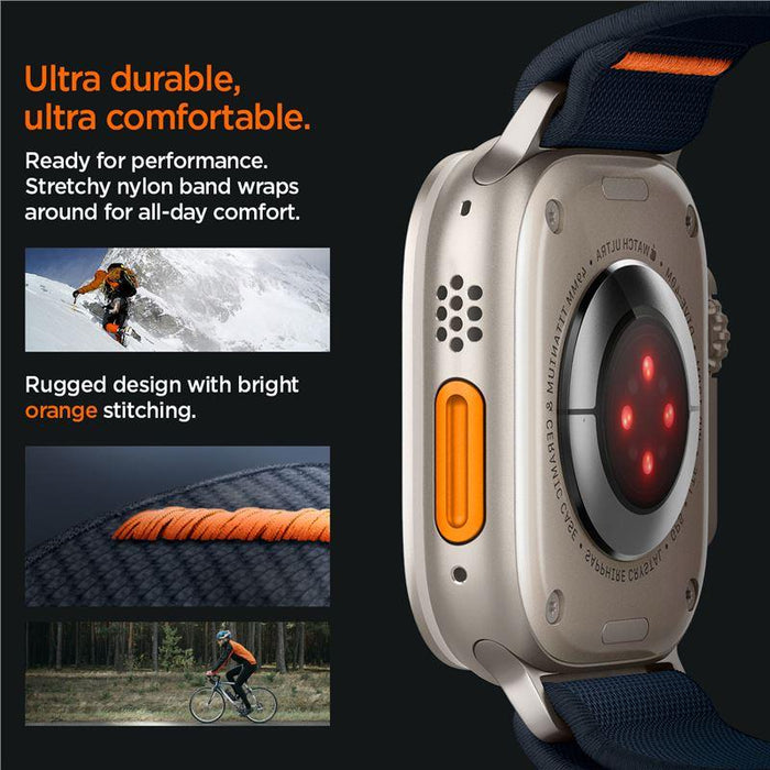 Spigen Fit Lite Ultra Strap for Apple Watch 4/5/6/7/8/9/SE/Ultra (42/44/45/49 mm) - Navy Blue - Cell phone cases