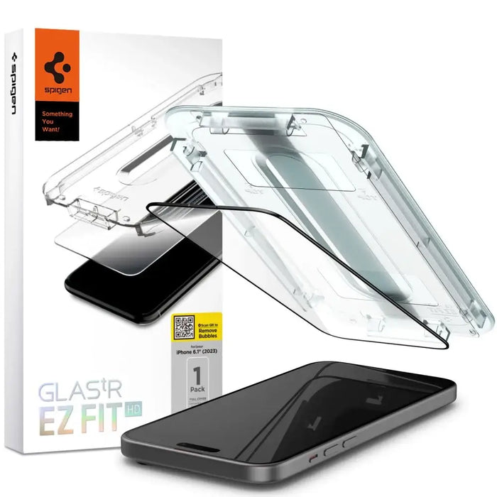 Spigen Glas.tR EZ Fit FC Tempered Glass for iPhone 15 - Black - Cell phone tempered glass<<<HurtelXML