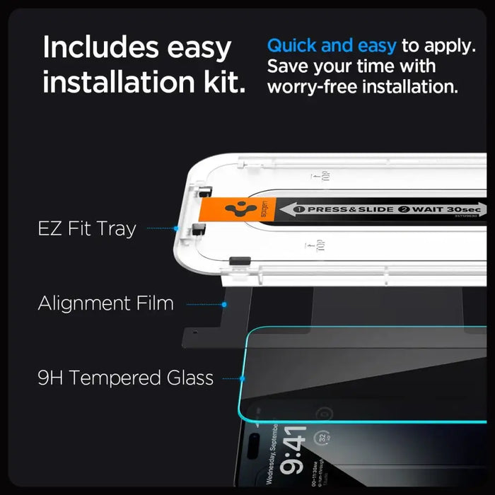 Spigen Glas.tR EZ Fit Privacy Tempered Glass for iPhone 15 / 16 - Cell phone tempered glass<<<HurtelXML