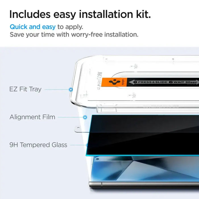 Spigen Glas.tR EZ Fit Privacy Tempered Glass for Samsung Galaxy S24 Ultra - 2 pcs. - Cell phone tempered