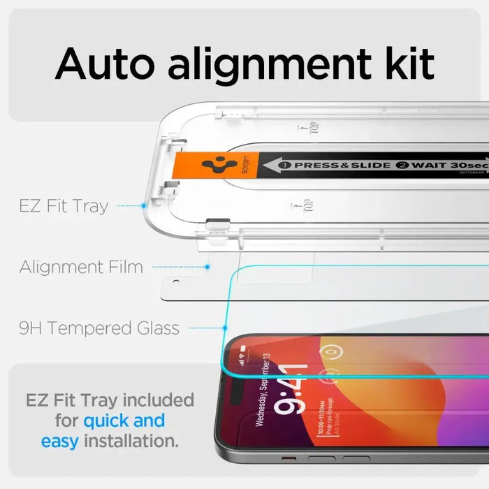 Spigen Glas.tR EZ Fit Tempered Glass for iPhone 15 Plus / 16 Plus - 2 pcs. - Cell phone tempered glass<<<HurtelXML