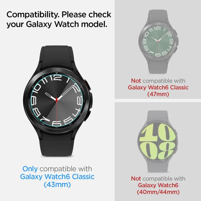 Spigen Glas.tR EZ Fit tempered glass for Samsung Galaxy Watch 6 Classic (43 mm) - 2 pcs. - Cell phone cases