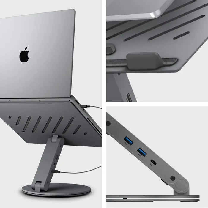 Spigen LD204H Stand + Hub 6-in-1 - Gray - Stands and tables for laptops<<<HurtelXML