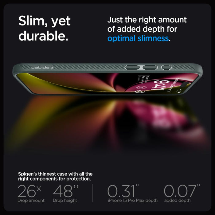 Spigen Liquid Air iPhone 15 Pro Max Case - Dark Green - Cell phone cases and covers<<<HurtelXML