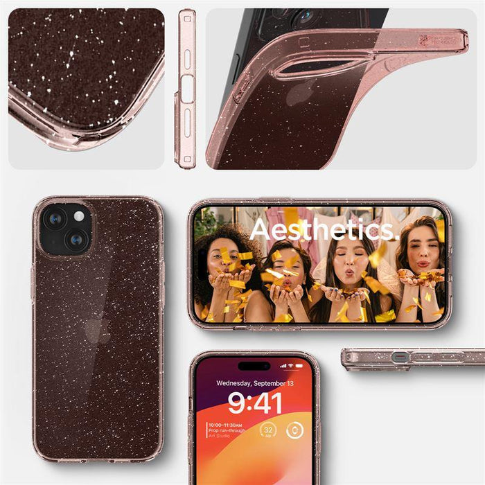 Spigen Liquid Crystal Glitter iPhone 15 Plus Case - Pink/Clear - Cell phone cases and covers<<<HurtelXML