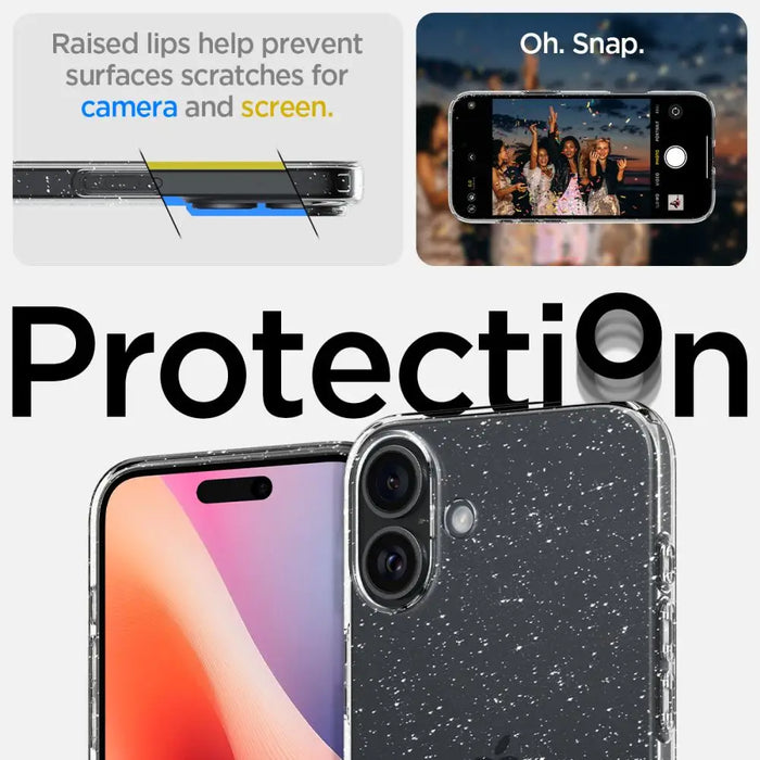 Spigen Liquid Crystal iPhone 16 Case - Clear Glitter - Cell phone cases and covers<<<HurtelXML