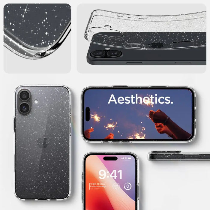 Spigen Liquid Crystal iPhone 16 Case - Clear Glitter - Cell phone cases and covers<<<HurtelXML
