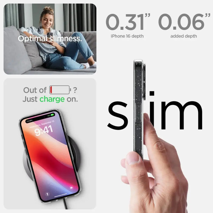 Spigen Liquid Crystal iPhone 16 Case - Clear Glitter - Cell phone cases and covers<<<HurtelXML
