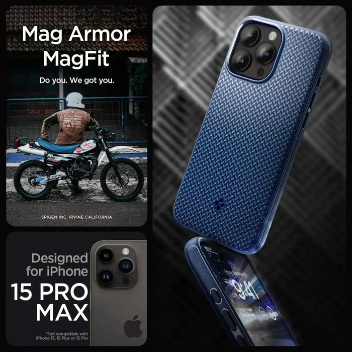 Spigen Mag Armor Case with MagSafe for iPhone 15 Pro Max - Blue - Cell phone cases and covers<<<HurtelXML