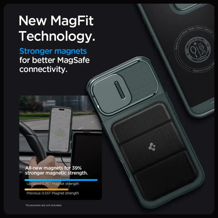 Spigen Optik Armor Mag Case with MagSafe for iPhone 16 Pro Max - Green - Cell phone cases and covers<<<HurtelXML