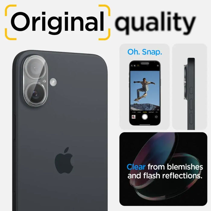 Spigen Optik Glas.tR tempered glass for iPhone 16 / 16 Plus camera - transparent (2 pcs.) - Cell phone tempered