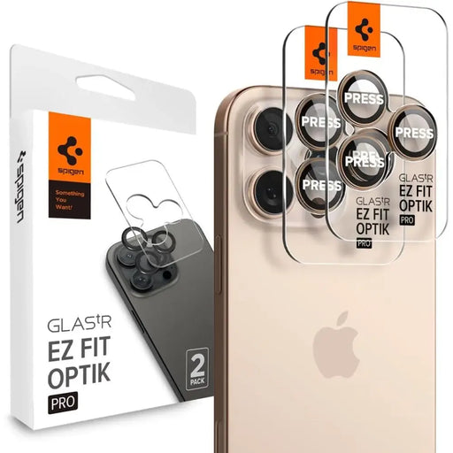 Spigen Optik Pro GLAS.TR ”EZ FIT” Camera Protector 2-PACK for iPhone 16 Pro / Pro Max - Brown - Cell phone tempered