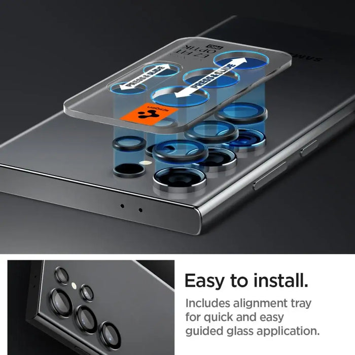 Spigen Optik.tR EZ Fit Camera Protector for Samsung Galaxy S24 Ultra - Black 2 pcs. - Cell phone tempered