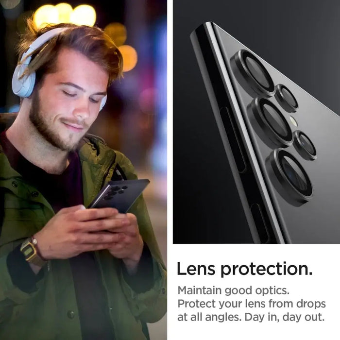Spigen Optik.tR EZ Fit Camera Protector for Samsung Galaxy S24 Ultra - Black 2 pcs. - Cell phone tempered