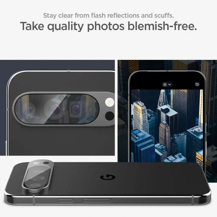 Spigen Optik.tR Ez Fit Tempered Glass Camera Screen Protector for Google Pixel 9 Pro XL (2-Pack) - Cell phone tempered