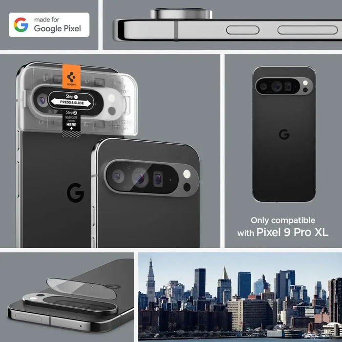 Spigen Optik.tR Ez Fit Tempered Glass Camera Screen Protector for Google Pixel 9 Pro XL (2-Pack) - Cell phone tempered