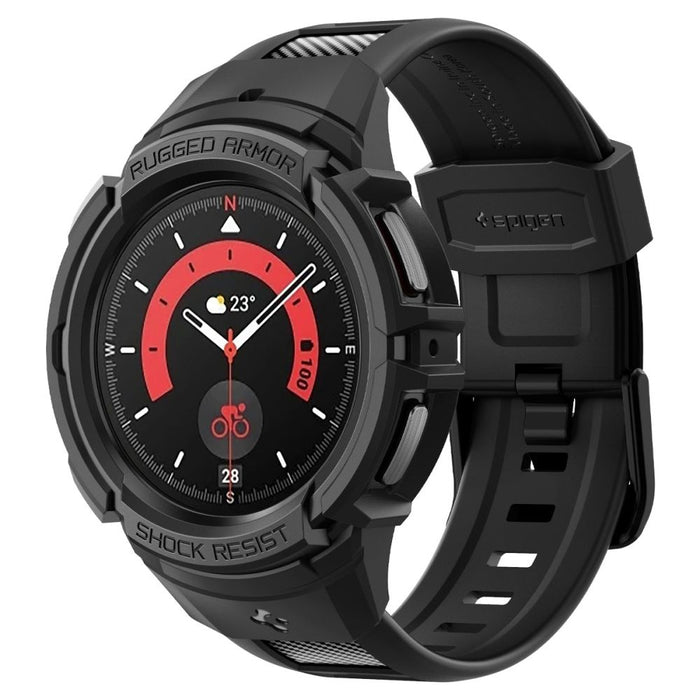 Spigen Rugged Armor Pro Case with Strap for Samsung Galaxy Watch 5 Pro (45mm) - Black - Cell phone cases
