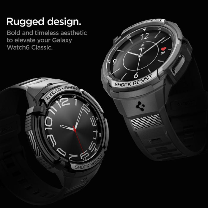 Spigen Rugged Armor Pro Case with Strap for Samsung Galaxy Watch 6 Classic (47mm) - Black - Cell phone cases